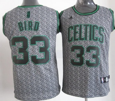 Boston Celtics #33 Larry Bird Gray Static Fashion Jersey - Zenithce