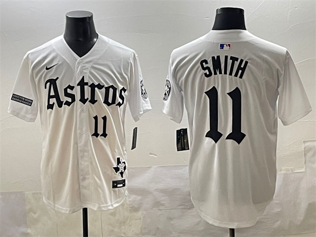 Houston Astros #11 Cam Smith White Gothic 'Houston Born Barrio Raised' Limited Stitched Jersey - Zenithce
