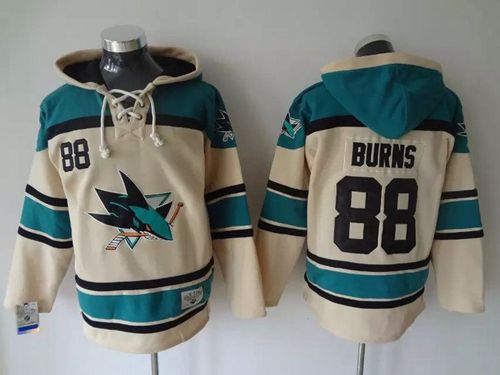 Sharks #88 Brent Burns Cream Sawyer Hooded Sweatshirt Stitched Jersey - Zenithce