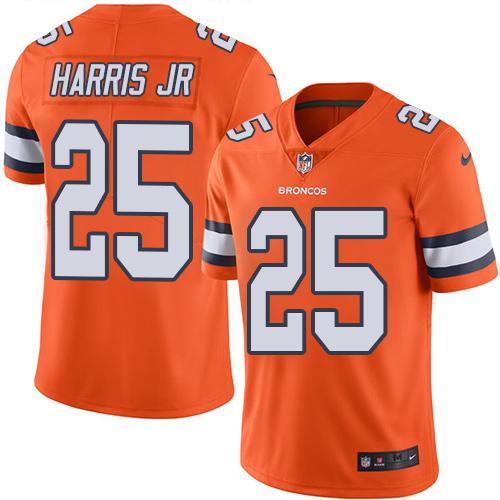 Broncos #25 Chris Harris Jr Orange Stitched Limited Rush Nike Jersey - Zenithce