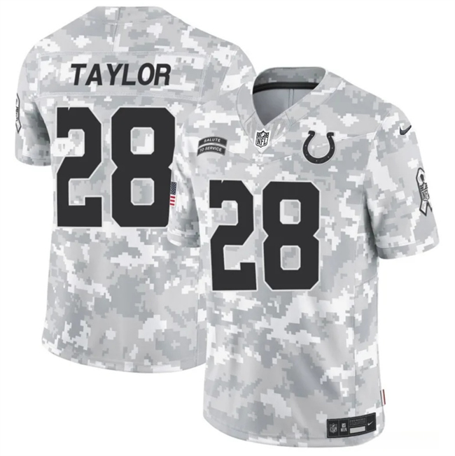 Indianapolis Colts #28 Jonathan Taylor Arctic Camo 2024 F.U.S.E. Salute To Service Limited Stitched Jersey - Zenithce