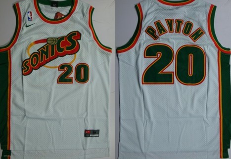 Seattle Supersonics #20 Gary Payton 1995-96 White Swingman Jersey - Zenithce