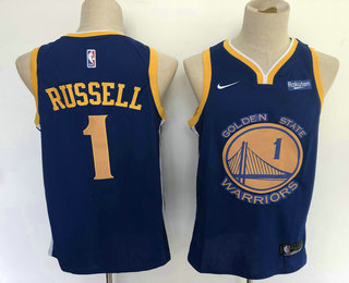 Golden State Warriors #1 D'Angelo Russell Blue 2019 Swingman NEW Rakuten Logo Stitched Jersey - Zenithce