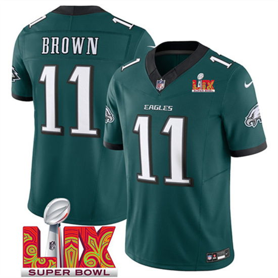 Philadelphia Eagles #11 A.J. Brown Green 2025 Super Bowl LIX Patch Vapor Untouchable Limited Stitched Jersey - Zenithce