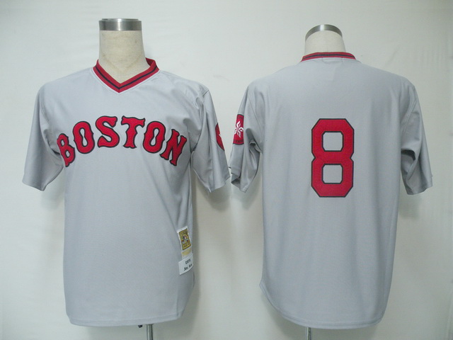 Mitchell And Ness Red Sox #8 Carl Yastrzemski Grey Stitched Throwback Jersey - Zenithce