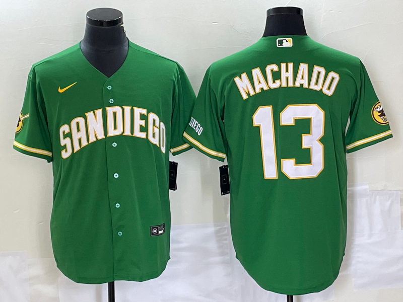 San Diego Padres #13 Manny Machado Green Cool Base Stitched Jersey - Zenithce