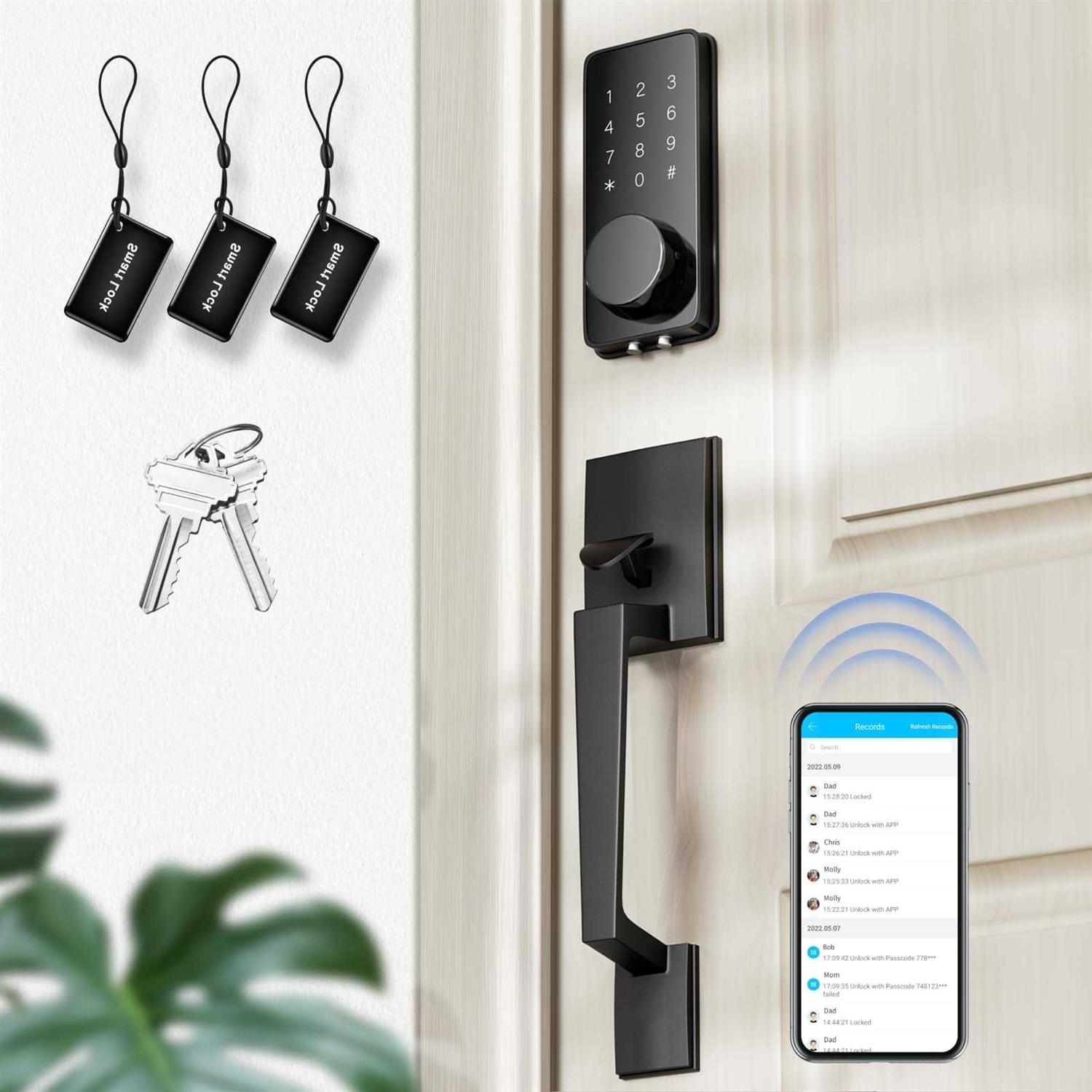 Front Door Lock Set ADIUIVE Fingerprint Keyless Entry Door Lock with Handle - Zenithce