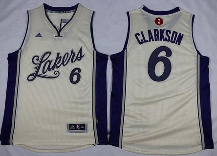 Los Angeles Lakers #6 Jordan Clarkson Revolution 30 Swingman 2015 Christmas Day Cream Jersey - Zenithce