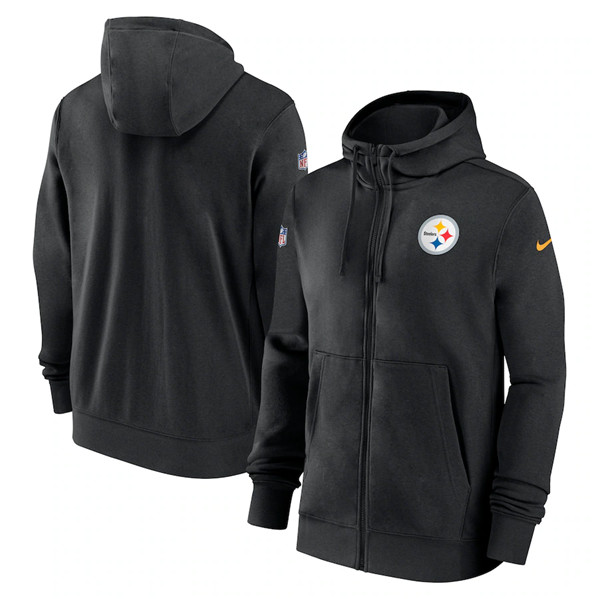 Pittsburgh Steelers Black Sideline Club Performance Full-Zip Hoodie - Zenithce