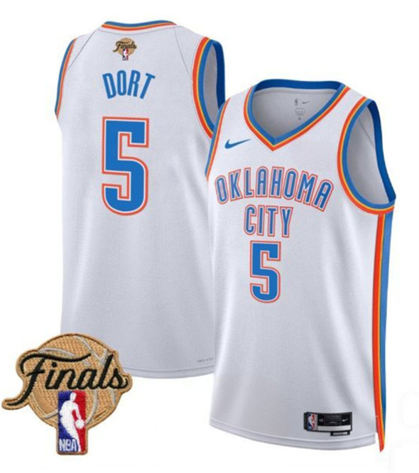 Oklahoma City Thunder #5 Luguentz Dort White 2025 Association Edition Stitched Jersey - Zenithce