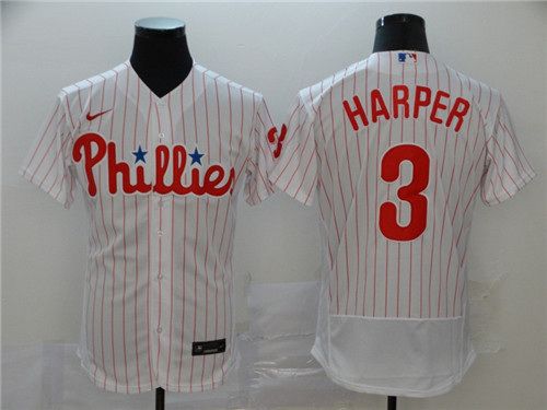 Philadelphia Phillies #3 Bryce Harper White Flex Base Stitched Jersey - Zenithce