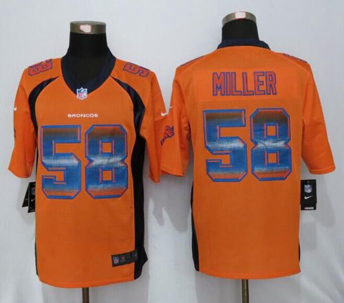 Broncos #58 Von Miller Orange Team Color Stitched Limited Strobe Nike Jersey - Zenithce