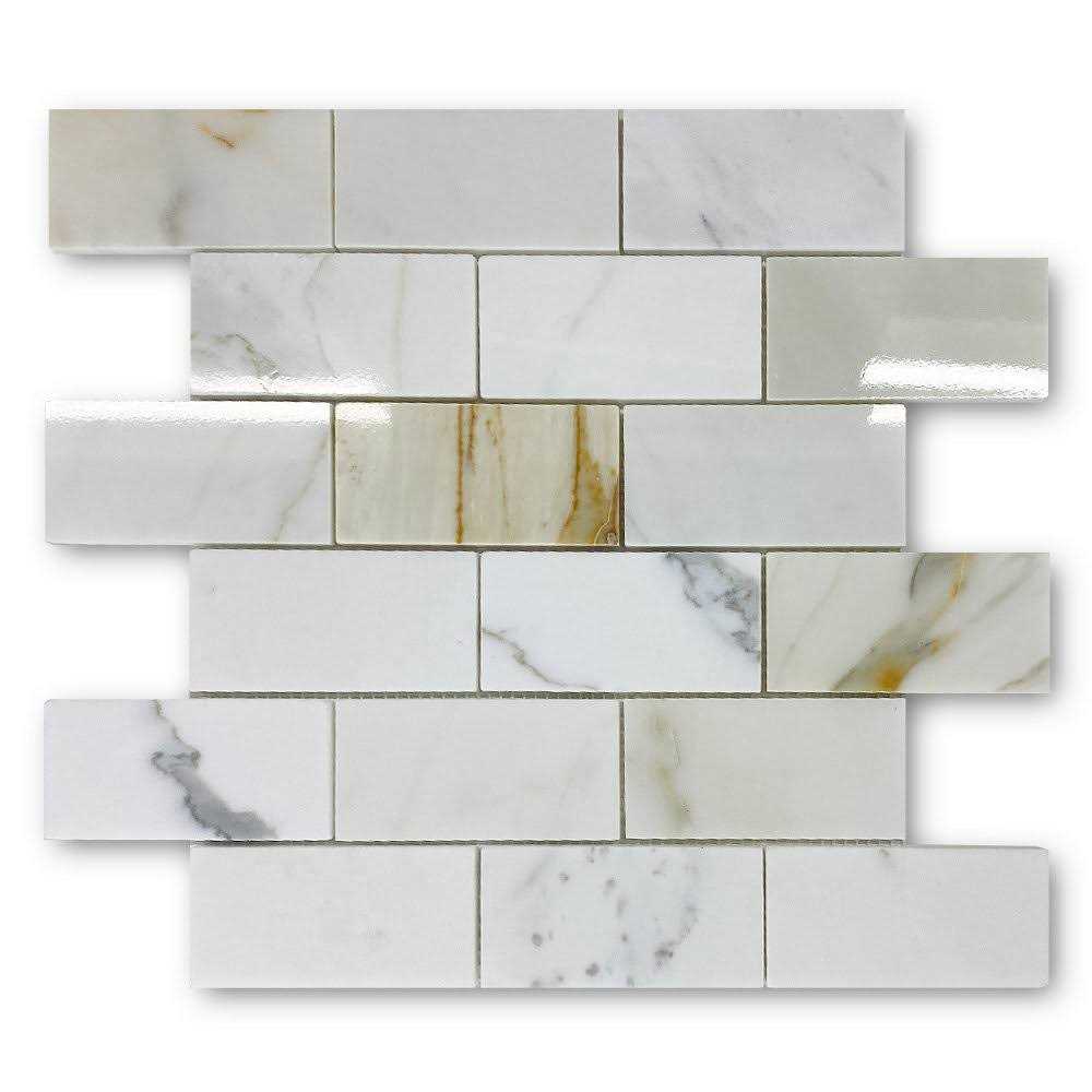 Marble Online Calacatta Gold 2×4 Brick Subway Calcutta Marble Mosaic Tile - Zenithce