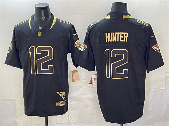 Jacksonville Jaguars #12 Travis Hunter Black Gold 2025 F.U.S.E. With Patch Vapor Untouchable Limited Stitched Jersey - Zenithce