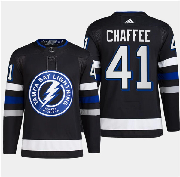 Tampa Bay Lightning #41 Mitchell Chaffee Black Alternate Premier Breakaway Stitched Jersey - Zenithce