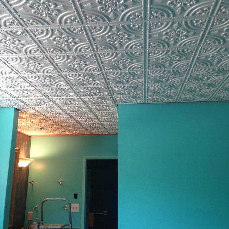 From Plain To Beautiful In Hours Wrought Iron 2 ft. x 2 ft. Glue up PVC Ceiling Tile - Zenithce