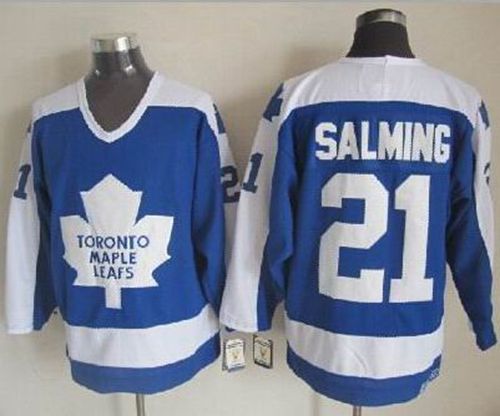 Maple Leafs #21 Borje Salming Blue White CCM Throwback Stitched Jersey - Zenithce