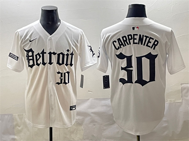 Detroit Tigers #30 Kerry Carpenter White 'Motor Gothic Edition' Vapor Premier Limited Stitched Jersey - Zenithce