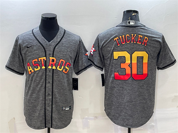 Houston Astros #30 Kyle Tucker Gray Cool Base Stitched Baseball Jersey - Zenithce