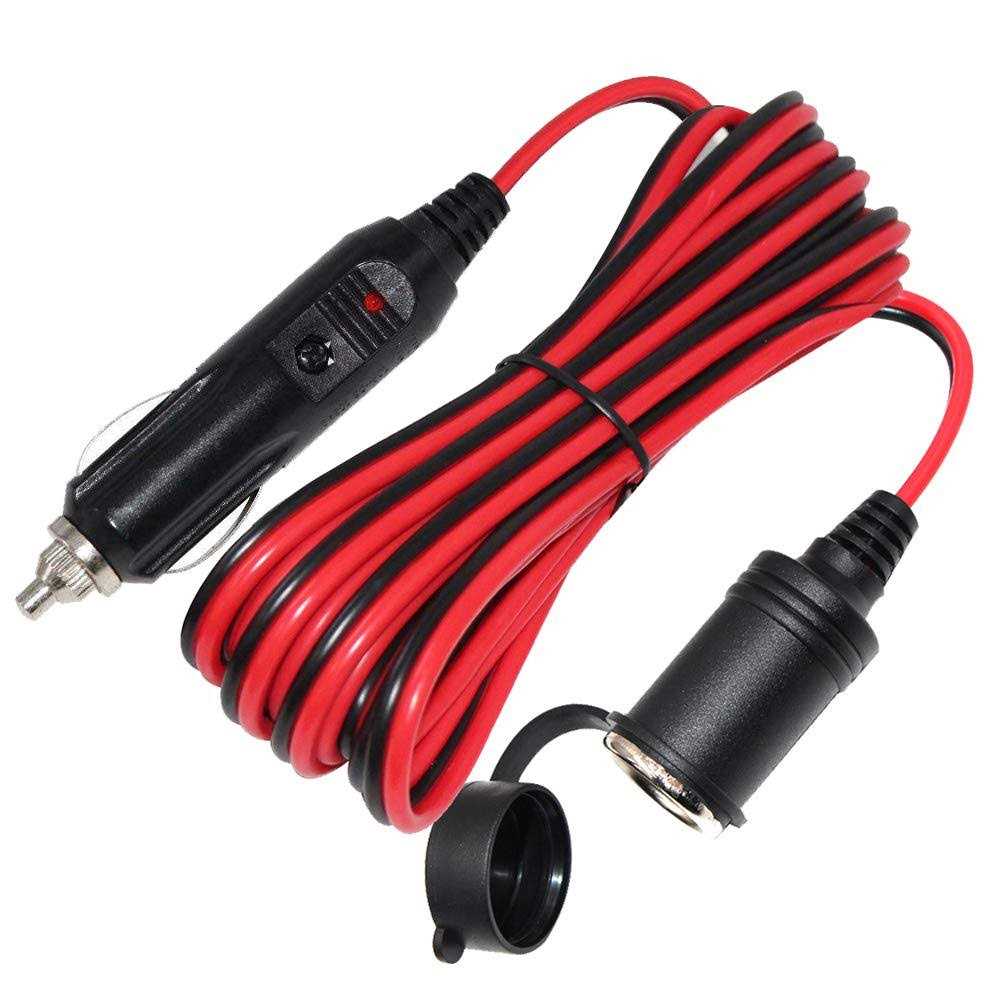 SPARKING Cigarette Lighter Extension Cord Male Plug to Female Socket 16AWG Heavy Duty Extension Cable with LED Lights Power for Tire - Zenithce