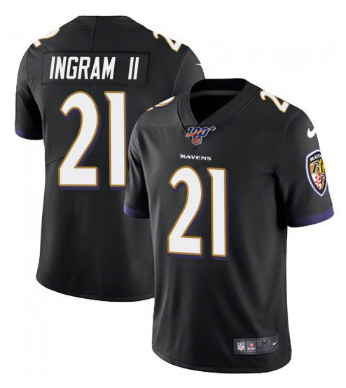 Baltimore Ravens 100th #21 Mark Ingram II Color Rush Black Jersey - Zenithce
