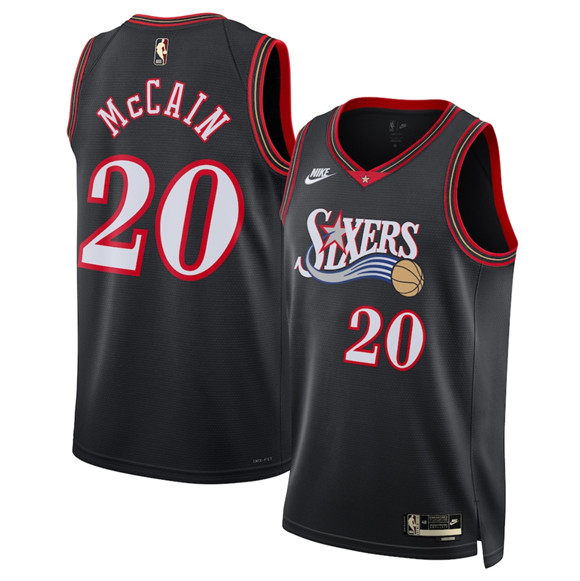Philadelphia 76ers #20 Jared McCain Jared McCain Black 2025 Classic Edition Stitched Jersey - Zenithce