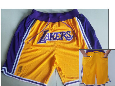 Los Angeles Lakers Yellow Throwback Shorts - Zenithce