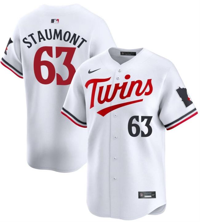 Minnesota Twins #63 Josh Staumont White 2024 Home Limited Cool Base Stitched Jersey - Zenithce