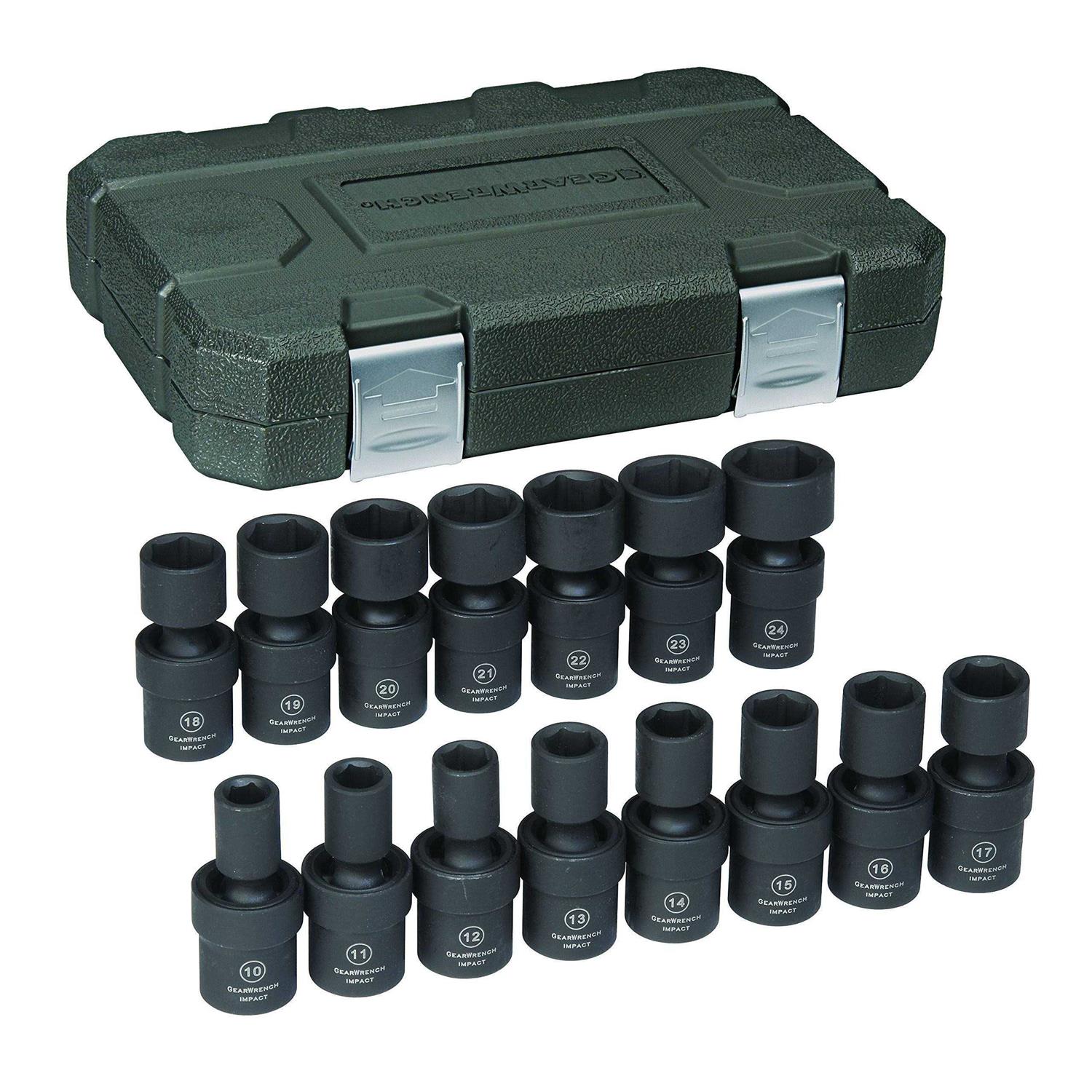 GearWrench 84924N 10 Pc. 3/8 Drive 6 Point Deep Universal Impact Metric Socket Set - Zenithce