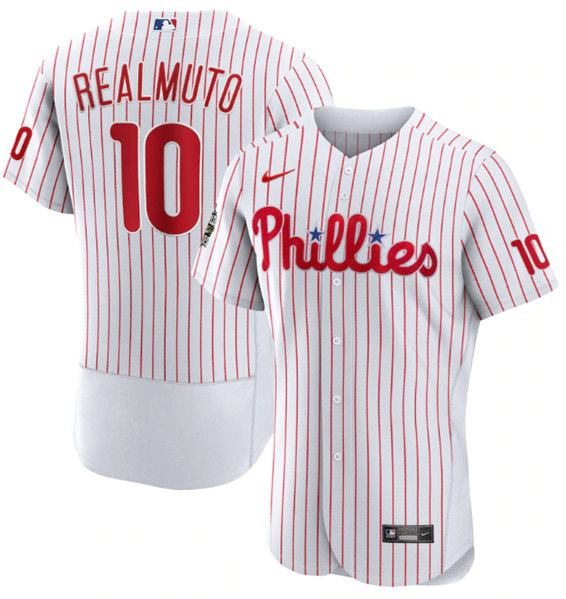 Philadelphia Phillies #10 J.T. Realmuto White 2022 World Series Flex Base Stitched Baseball Jersey - Zenithce