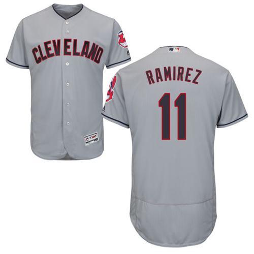 Indians #11 Jose Ramirez Grey Flexbase Authentic Collection Stitched Jersey - Zenithce