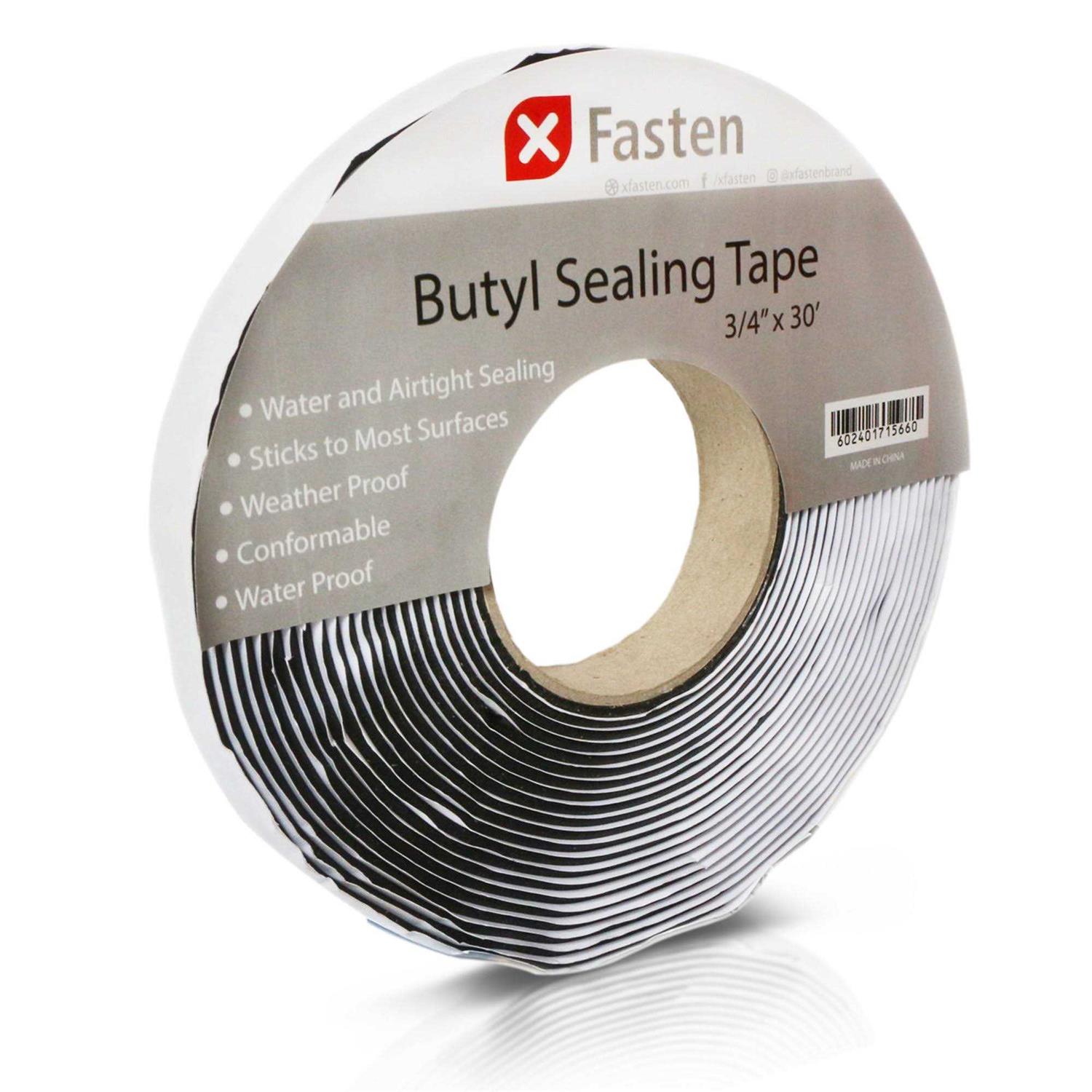 Xfasten Black Butyl Seal Tape 1/8-Inch x 3/4-Inch x 30-Foot Leak Proof Putty Tape for RV Repair, Window, Boat Sealing, Glass and Edpm Rubber Roof - Zenithce