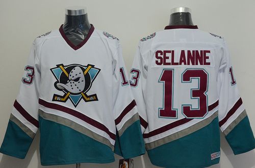 Ducks #13 Teemu Selanne White CCM Throwback Stitched Jersey - Zenithce