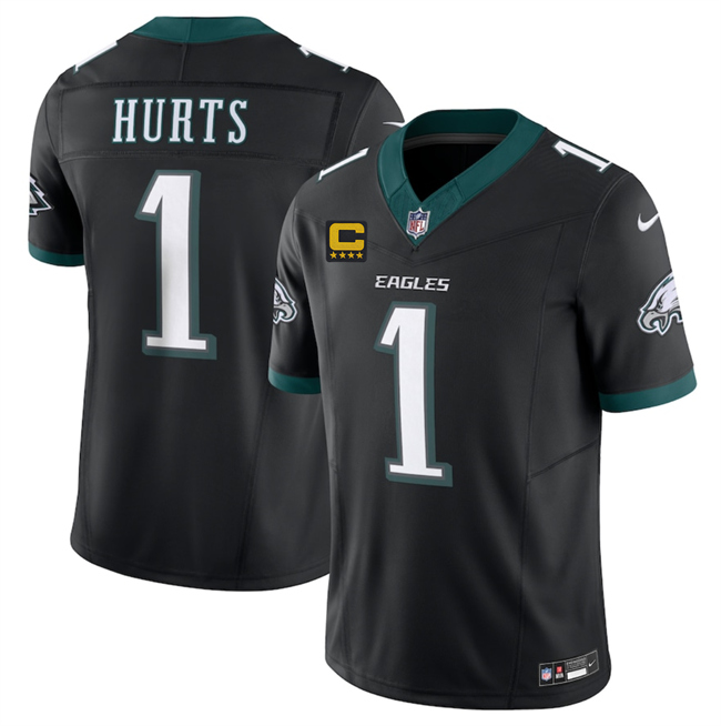 Philadelphia Eagles #1 Jalen Jurts Black 2025 F.U.S.E. With 4-Star C Patch Vapor Untouchable Limited Throwback Stitched Jersey - Zenithce