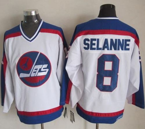 Jets #8 Teemu Selanne White Blue CCM Throwback Stitched Jersey - Zenithce