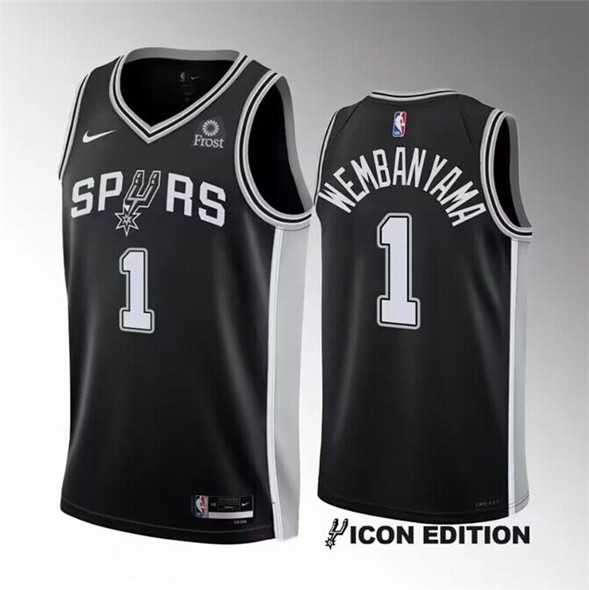 San Antonio Spurs #1 Victor Wembanyama Black 2022-23 Icon Edition Stitched Jersey - Zenithce