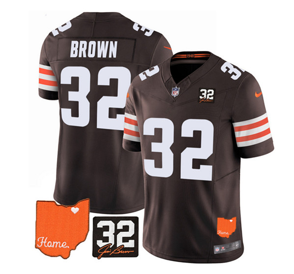 Cleveland Browns #32 Jim Brown Brown 2023 F.U.S.E. With Jim Brown Memorial Patch Vapor Untouchable Limited Stitched Jersey - Zenithce