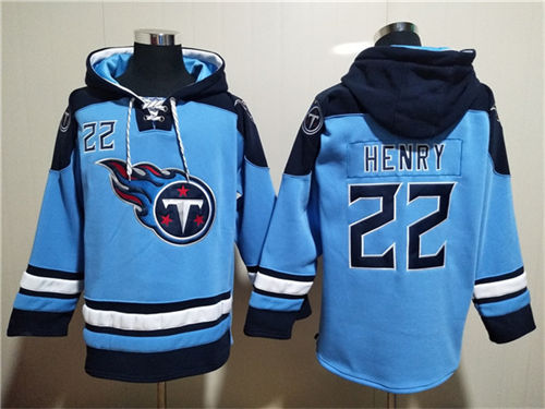 Tennessee Titans #22 Derrick Henry Blue Lace-Up Pullover Hoodie - Zenithce