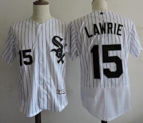 White Sox #15 Brett Lawrie White(Black Strip) Flexbase Authentic Collection Stitched Jersey - Zenithce