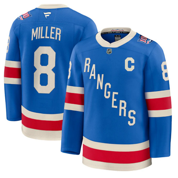 New York Rangers #8 JT Miller Blue Centennial With C Patch Stitched Jersey - Zenithce