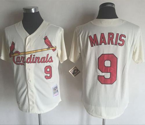 Mitchell And Ness 1967 Cardinals #9 Roger Maris Cream Throwback Stitched Jersey - Zenithce
