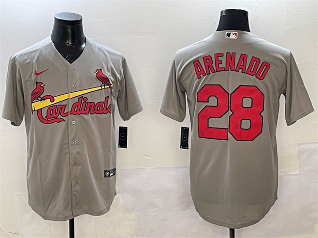 St. Louis Cardinals #28 Nolan Arenado Gray Cool Base Stitched Jersey - Zenithce