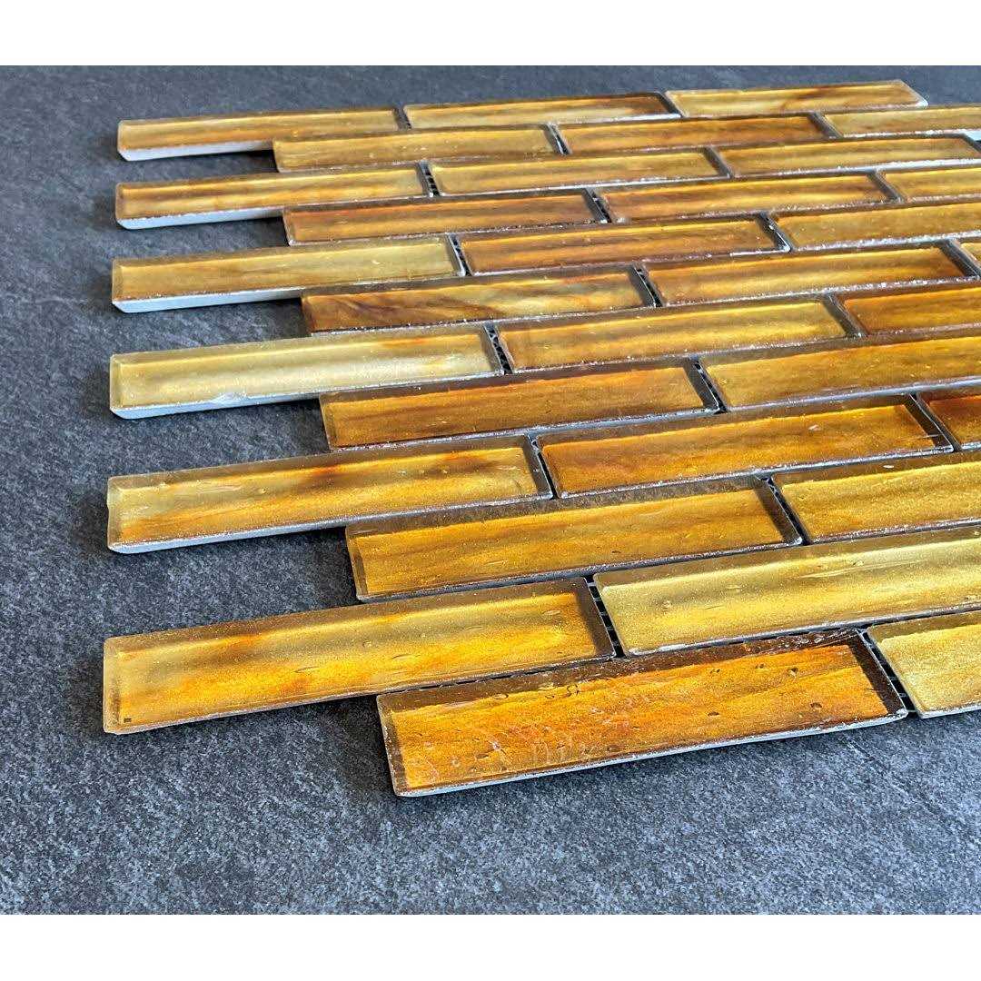 Iridescent 1 x 4 Brick Pattern Glass Mosaic Wall Tile ES Stone - Zenithce