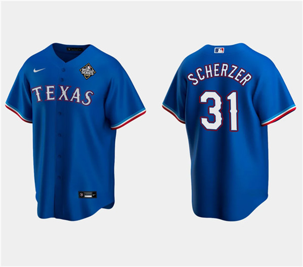 Texas Rangers #31 Max Scherzer Royal 2023 World Series Stitched Jersey - Zenithce