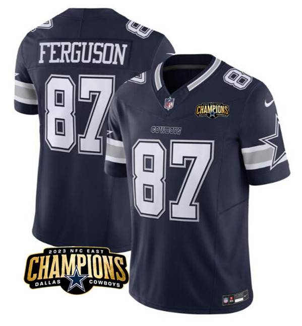 Dallas Cowboys #87 Jake Ferguson Navy 2023 F.U.S.E. NFC East Champions Patch Stitched Jersey - Zenithce