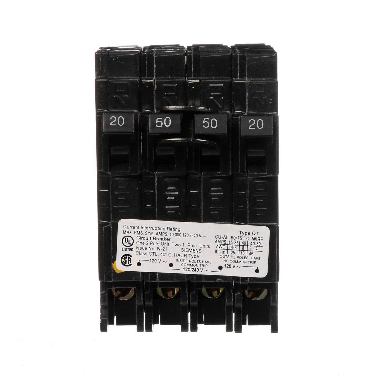 Siemens Q22020CT2 Two 20-Amp Double Pole Circuit Breaker - Zenithce