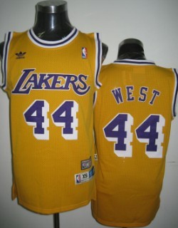 Los Angeles Lakers #44 Jerry West Yellow Swingman Throwback Jersey - Zenithce