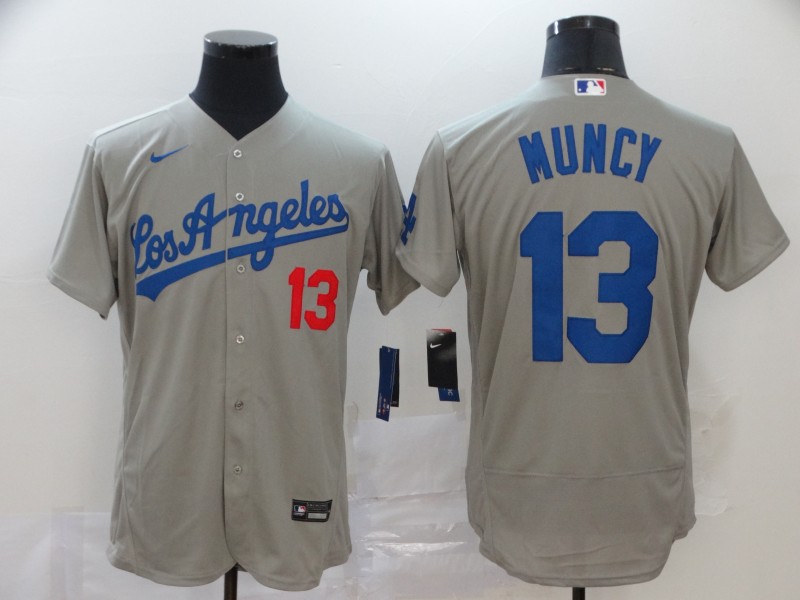 Los Angeles Dodgers #13 Max Muncy Grey Flex Base Stitched Jersey - Zenithce