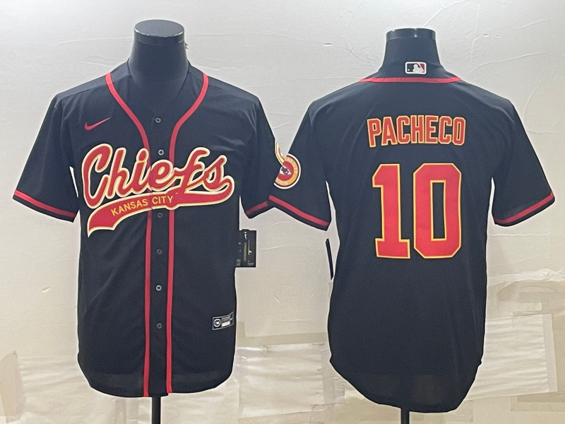 Kansas City Chiefs #10 Isiah Pacheco Black With Patch Cool Base Stitched Baseball Jersey - Zenithce