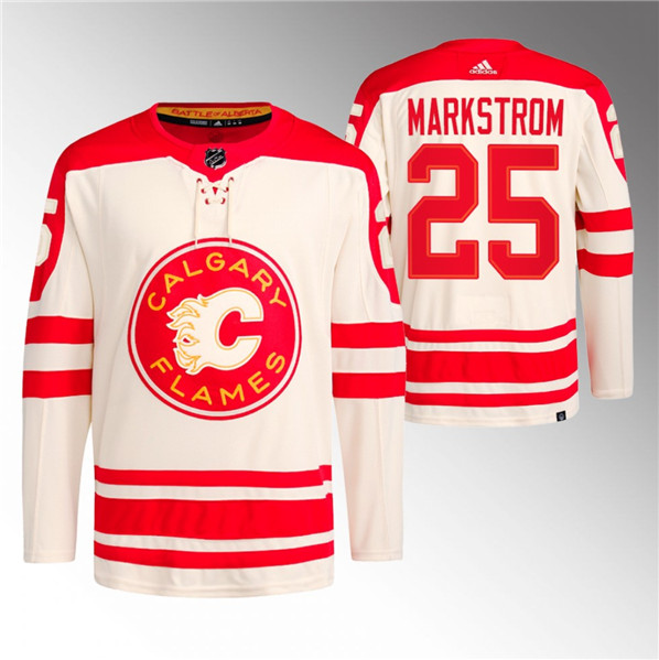 Calgary Flames #25 Jacob Markstrom 2023 Cream Classic Primegreen Stitched Jersey - Zenithce